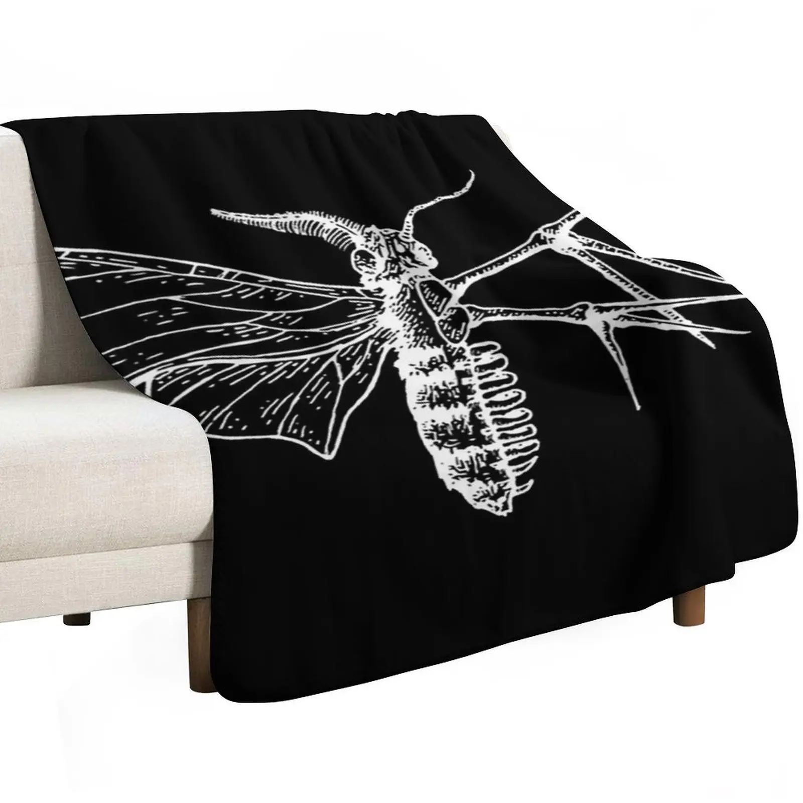 moth body anatomy skeleton Throw Blanket Travel Size Cozy Blanket for Plane Train