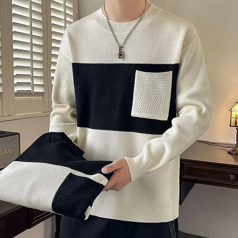 

New Sweaters for Men in Winter American Knitwear Sweater High Quality Pullover O-neck High Street Lovers Sweater Trend Top Y06