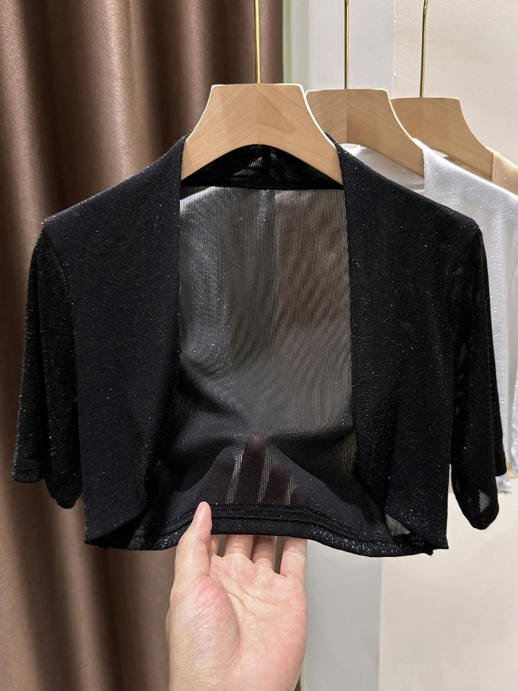 

Translucent Lace Ice Silk ort Sve Open Cardigan Women's Me Cover up Summer ter Dr Outer awl Thin oulder Pad