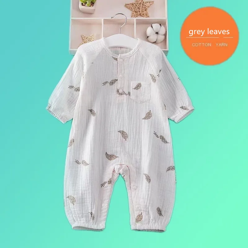 Baby Boys Girls Jumpsuit Clothes Newborn Muslin Cotton Kids Long Sleeve Stars Romper 0-3T