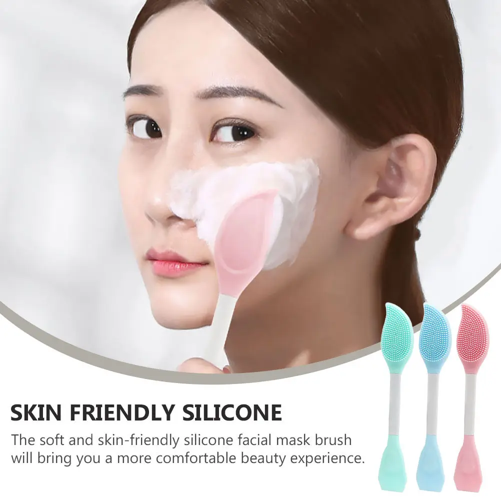 3Pcs Silicone Facial Mask Brush Double Ended Mud Mask Applicator for Home Beauty Salon Skin Friendly Easy Clean Massage Effect - view 3