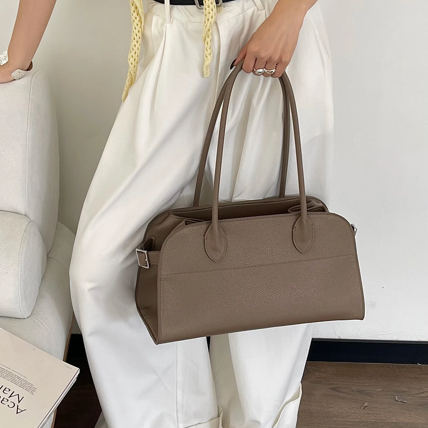 Litchi Grain Texture Tote Bag for Women Luxury Designer Large Capacity Handbag Wallet Trendy Summer Work Shoulder Crossbody Bag