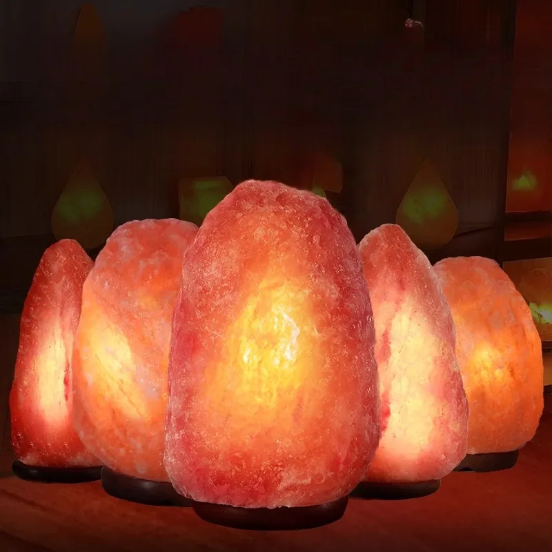 مصباح ملح الهيمالايا المستوردة مصباح الصخور الطبيعية فنغ شوي زخرفة غرفة نوم النوم ليلة محظوظ الإبداعية مصباح أرضي LED