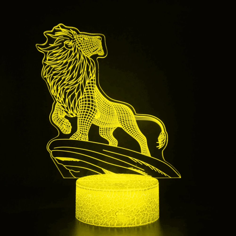 Nighdn Lion 3D Night Light 7 Color Changing Touch USB Bedside Lamp for Kids Room Creative Birthday Gift Visual Illusion Lamp