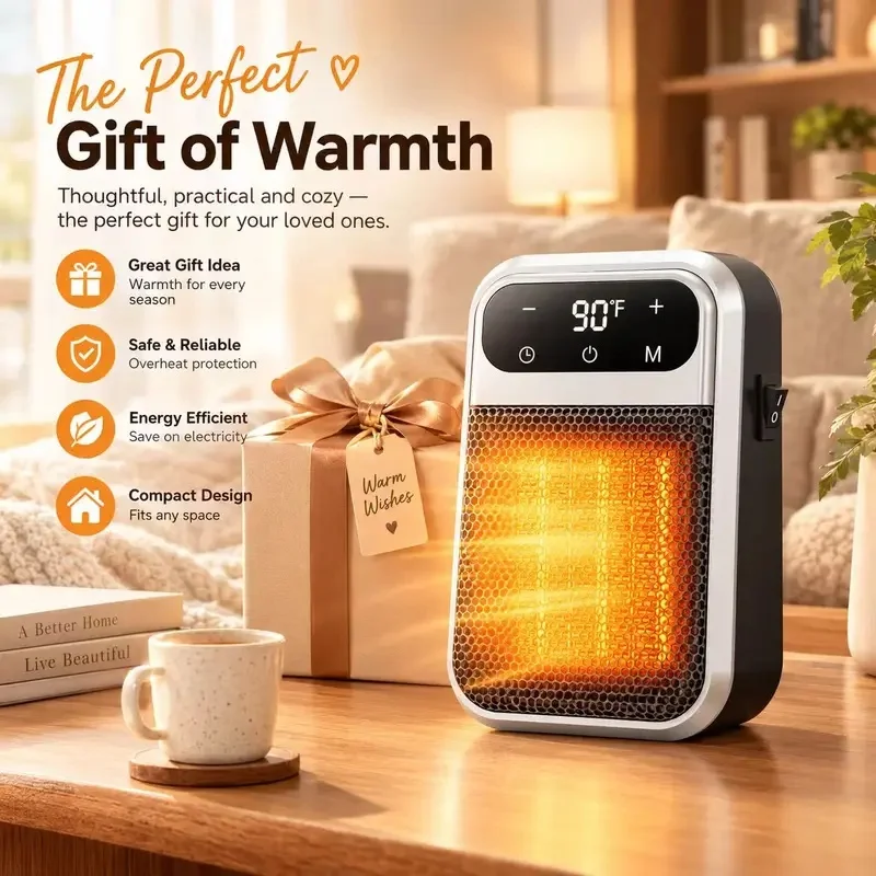 Small Portable Electric Heater Temperature Control Display Fast Heating, Adjustable Temperature, Protection, Portable Heater Fan