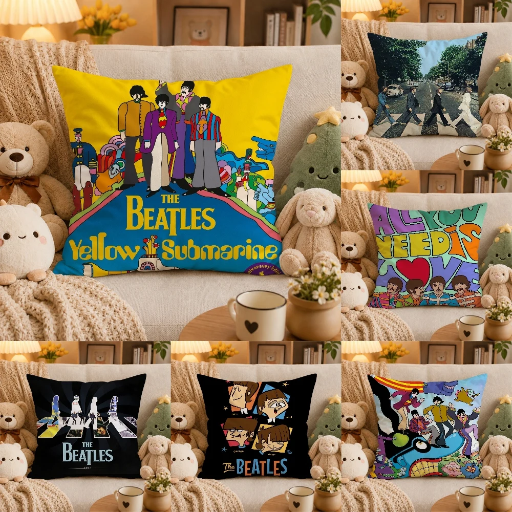 The B-Beatles Great Rock BandPillow Case Plush Pillow Cases Home Decoration Pillow Cover for Sofa Bed Chair Living Room