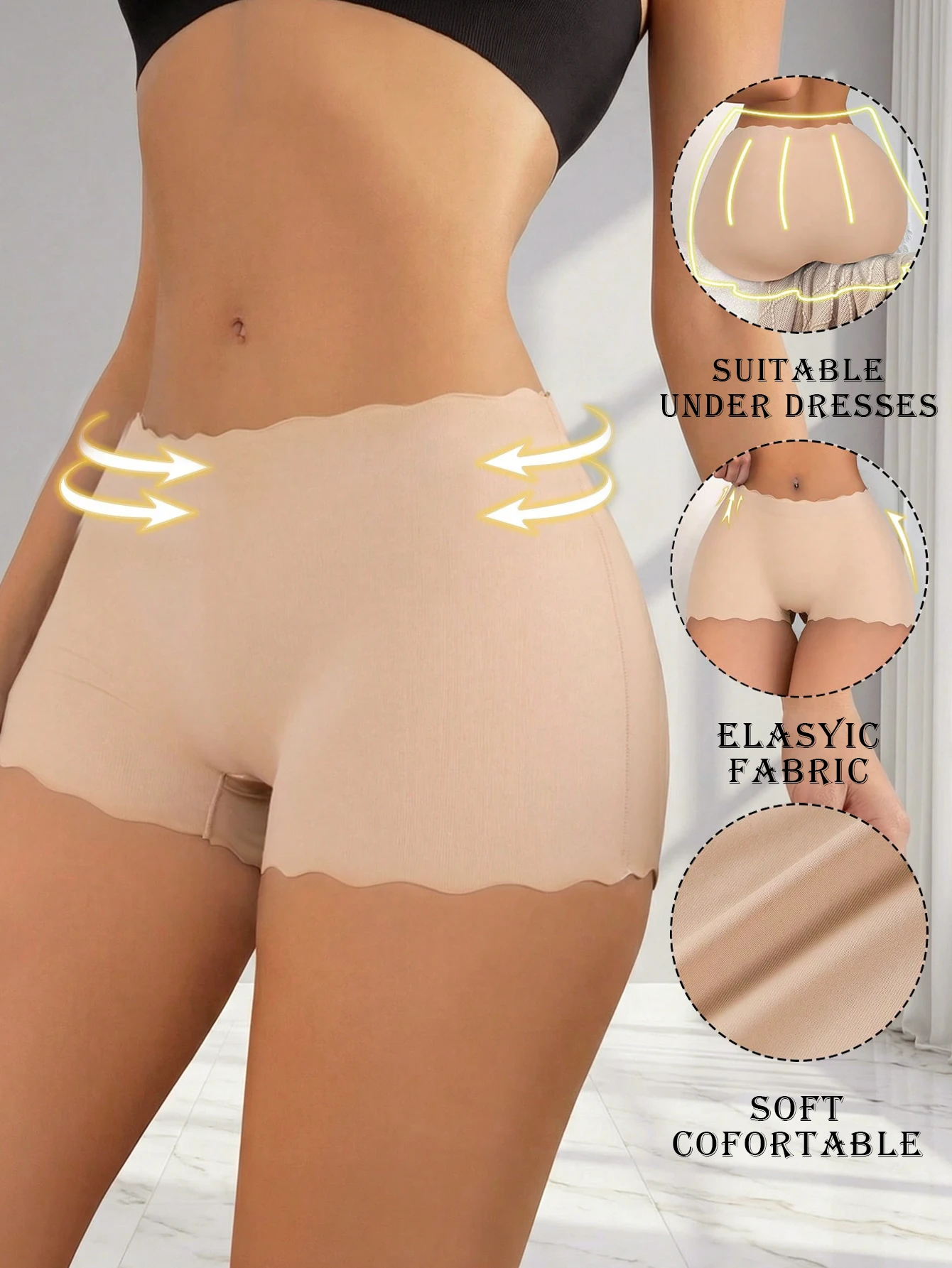 Culottes Boxer Femme Sans Coutures en Soie Glacée Respirantes Douces et Confortables