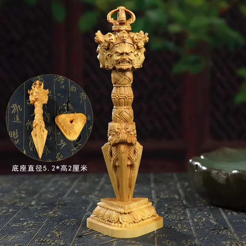 Energetic Guardian Phurba Pendant/Handle - Hand-Carved Boxwood Ritual Object Clears Negativity, Serves as Powerful Amulet