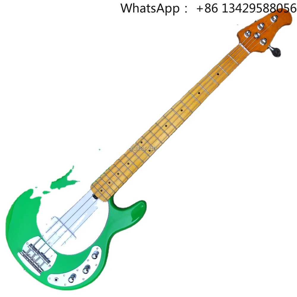 Flyoung Green Electric Bass Guitar with 4 Strings Maple Fretboard Factory Custom Made