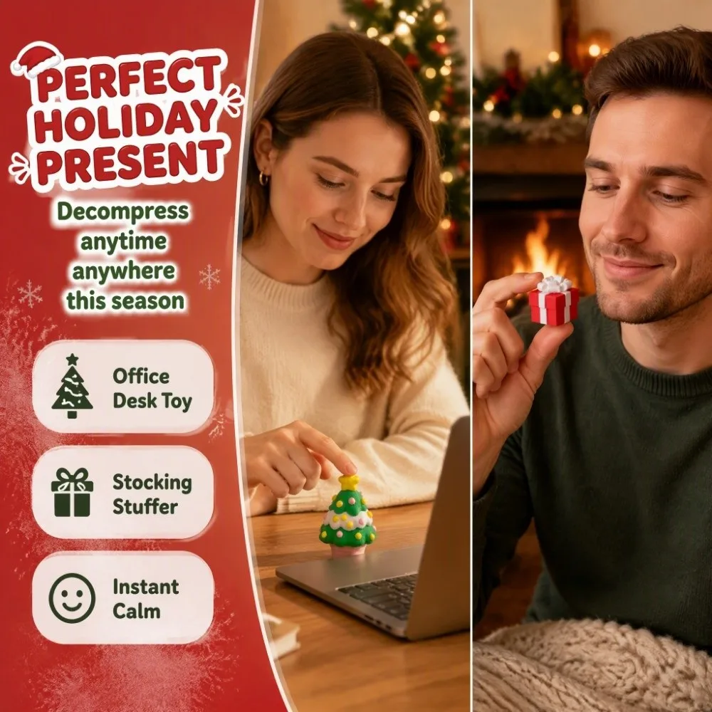 Sensory 3D Printed Fidget Clicker Cute Mini Christmas Ornament Funny Cartoon Stress Relief Tabletop