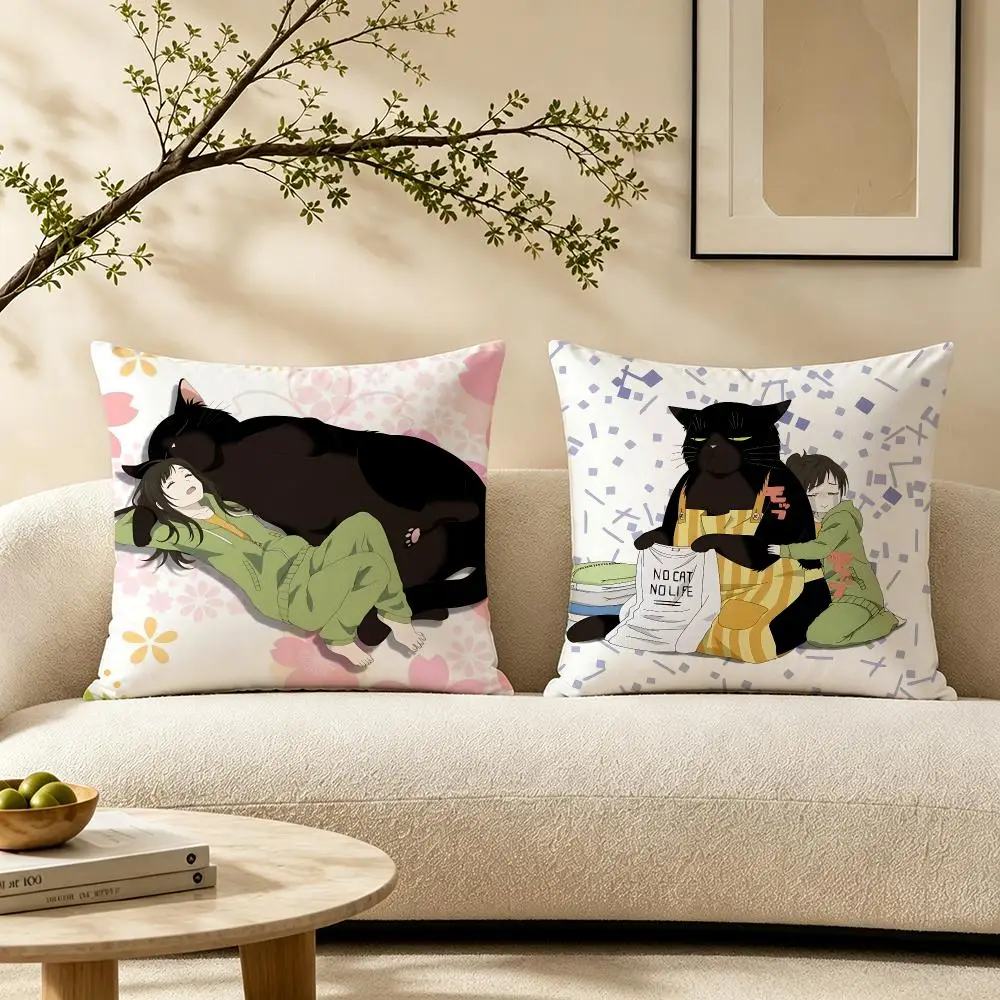 Anime Neko no Kyuujitsu Cushion Cover Pillow Short Plush Warm CreamStylel Cushion for Living Room Bedroom Sofa Ideal for Gifting