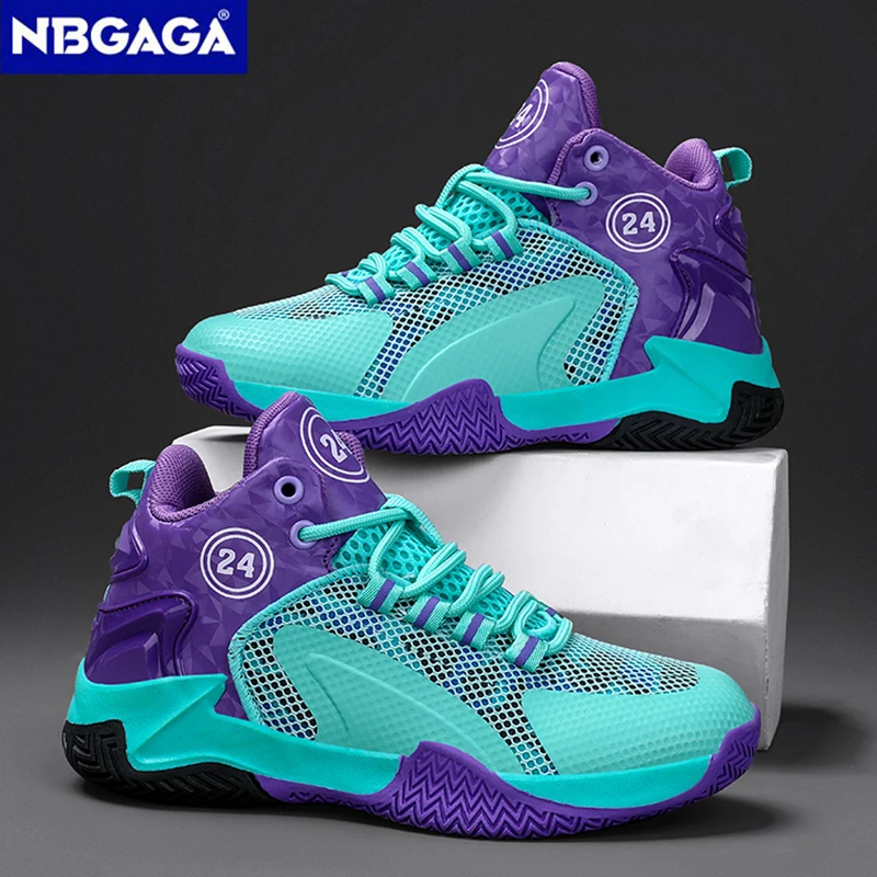 

Children Basketball Shoes for Teenagers Boys Sports Breathable Non-slip Lace Up Outdoor Training Sneakers Tennis