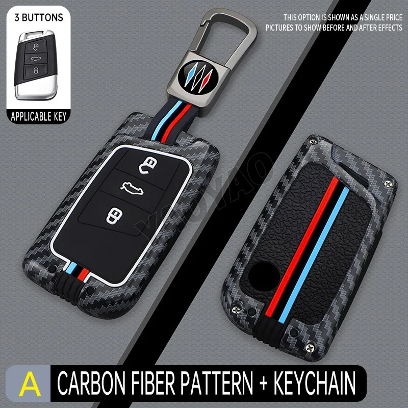 

2025 New Carbon Fiber Silicone Car Key Case For VW Volkseagen Passat B8 Magotan For Skoda Superb A7 Kodiaq Seat