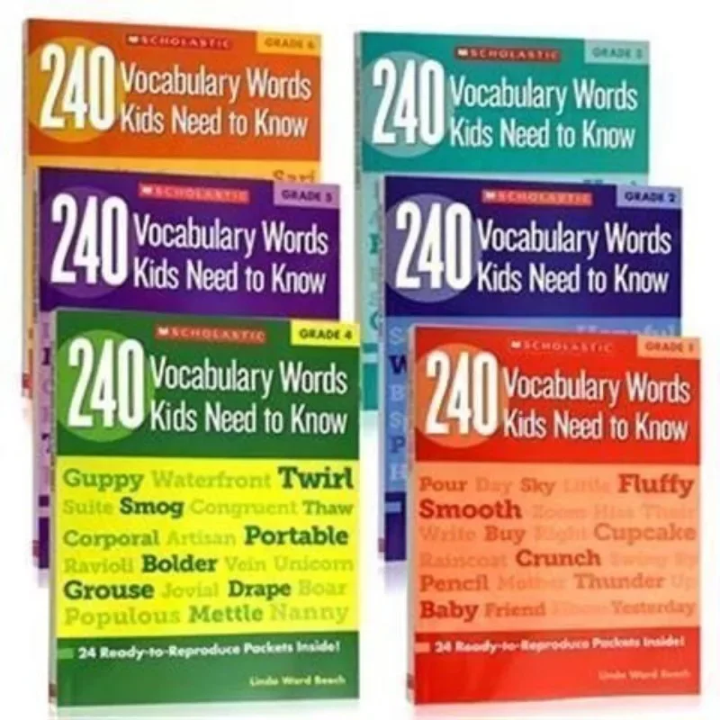 6 Pçs/set Inglês Vocabulário Livro de Trabalho para Estudantes da Escola Primária 1-6 Inglês 240 Vocabulário Novo Livro de Exercícios Quente Libro