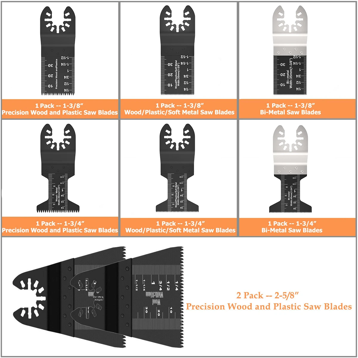 Kit de accesorios multiherramienta oscilante, hojas de sierra oscilantes de Metal y madera, mezcla de cuchillas multiherramienta para cortar, 124 piezas