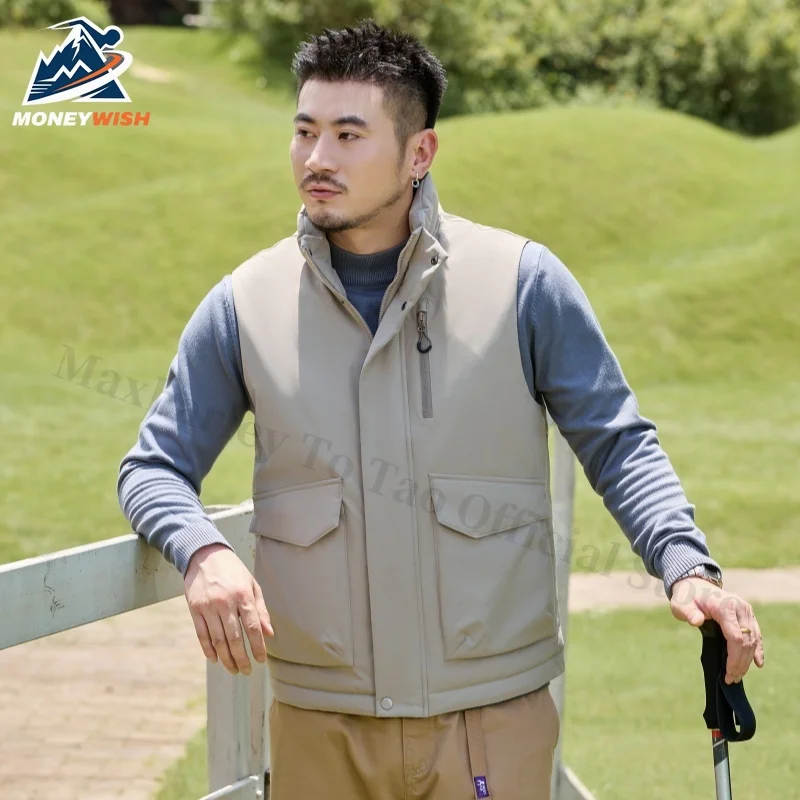 

MONEYWISH Couple Cotton Vest 2025 New 90% White Duck Down Thick Anti Cold Warm Sleeveless Jacket Outdoor Casual Winter Down Vest