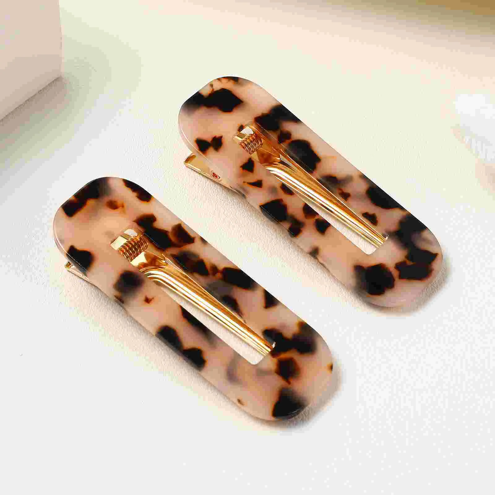 2 Pcs Hair Clips for Women Barrettes Alligator Bridal Modeling Leopard Girls Thin Miss Pin