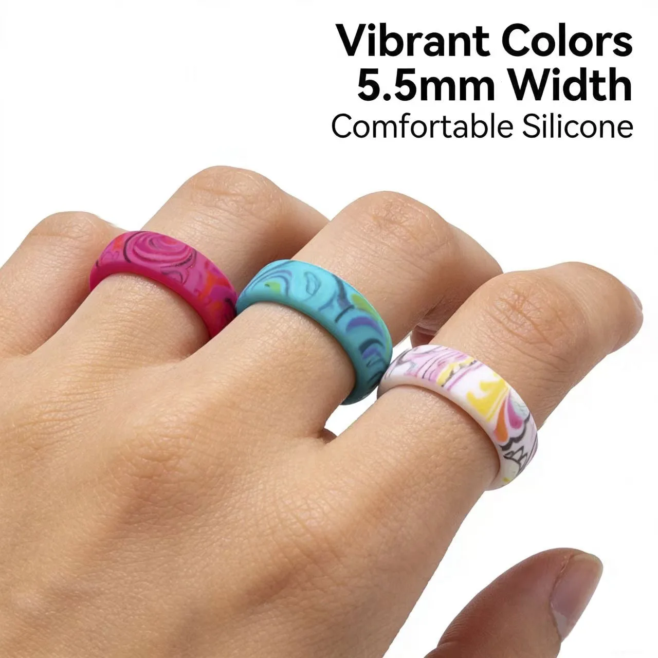 3pcs/set Vintage Simple Silicone Rings For Women Lady Girl Paisley Colorful Wedding Ring Comfortable Accessories Daily wear