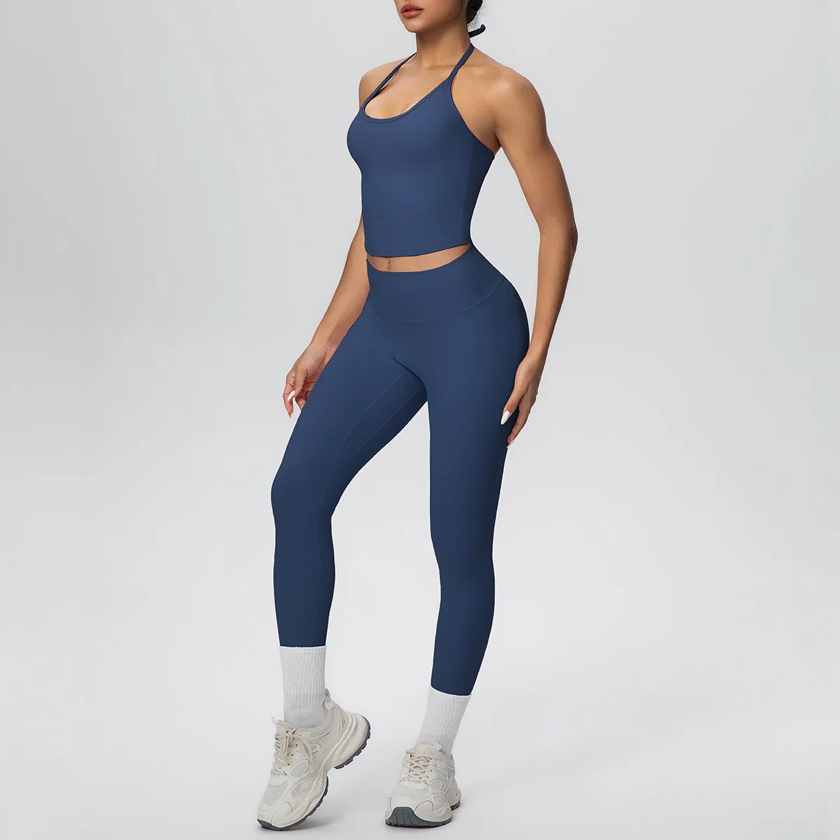 

Women's High Waist Hip Lift Tight Fitness Suit Strappy Tank Top Yoga Set Sports Running Workout Clothes Gym Leggings Sportswear