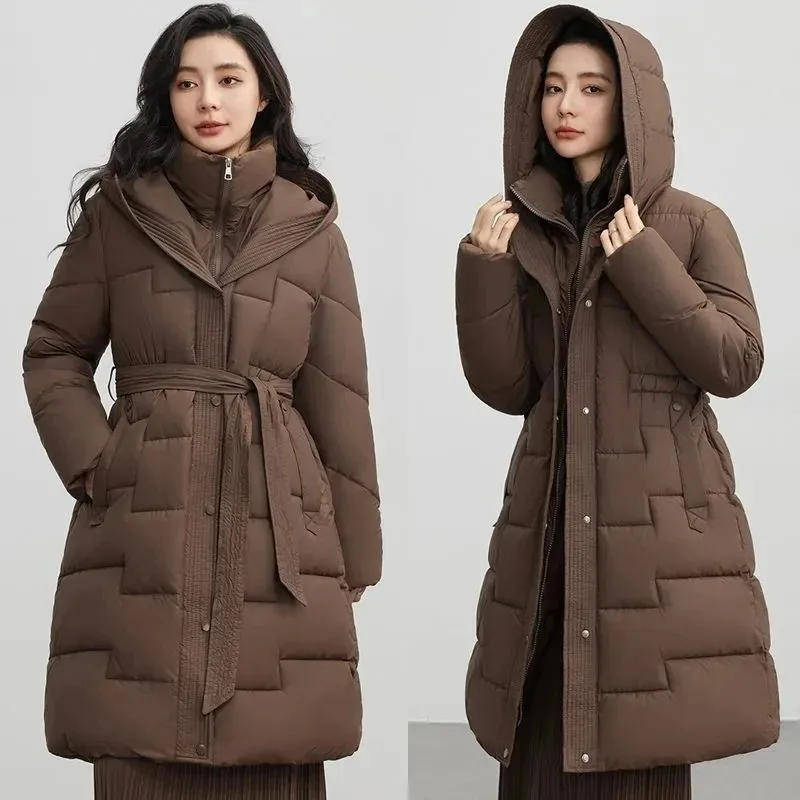 

Women's Down Cotton Jacket 2024 Korean Version Versatile Lady Cotton Padded Outerwear Slim Temperament Ladies Winter Parka Coat