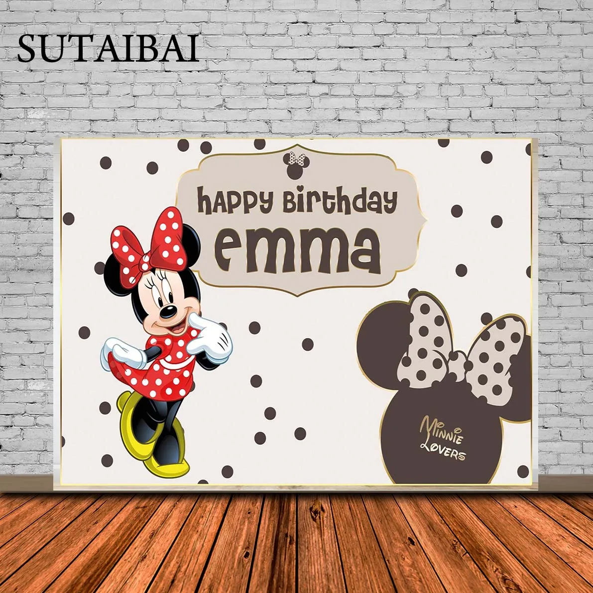 Minnie Mouse Birthday Backdrop for Princess Girls Gold Princess Girls Banner Background Photo Studio Celebration Party Banner