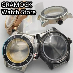 GRAMOCK 43mm Watch Case Silver Black Rose Gold Case Aluminum Bezel Fit Miyota 8205 8215 Mingzhu DG2813 3804 ETA2836 Movement