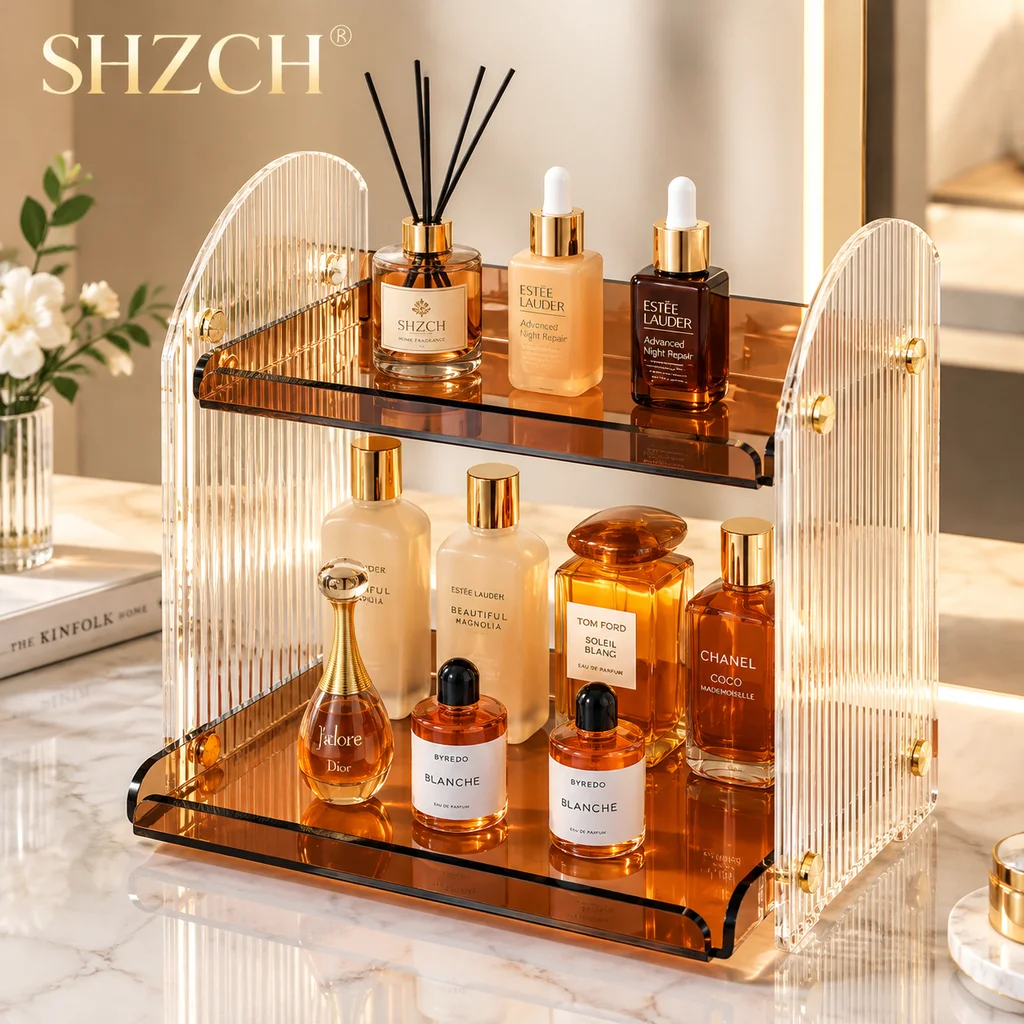 JOYLIVE Toilet Counter Cosmetics Storage Rack Countertop Bathroom Light Luxury Style Acrylic Multi-layer Desktop Storage Box New