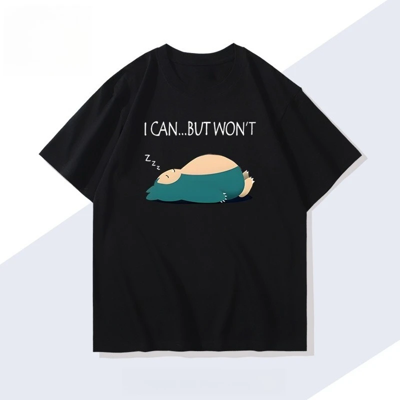 

Футболка Pokémon Handheld Game Snorlax, новая летняя мужская хлопковая футболка в японском стиле Харадзюку, свободная повседневная футболка с короткими рукавами, удобная, унисекс