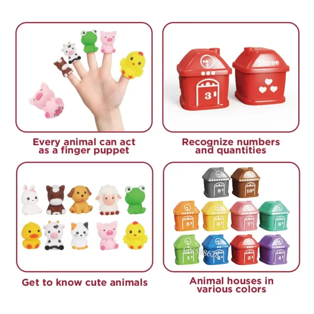 Comptage correspondant et Classification jeux de motricité Fine jouets assortis d'animaux de ferme jouet de tri de doigt jouet éducatif pour les enfants