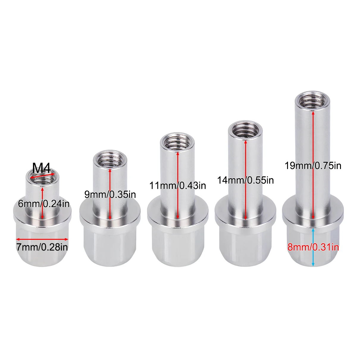 Stainless Steel 12mm Hex Wheel Hub Drive Adaptor Extension Column Nut 12/15/17/20/25mm for 1/10 RC Crawler Car Axial SCX10 Parts