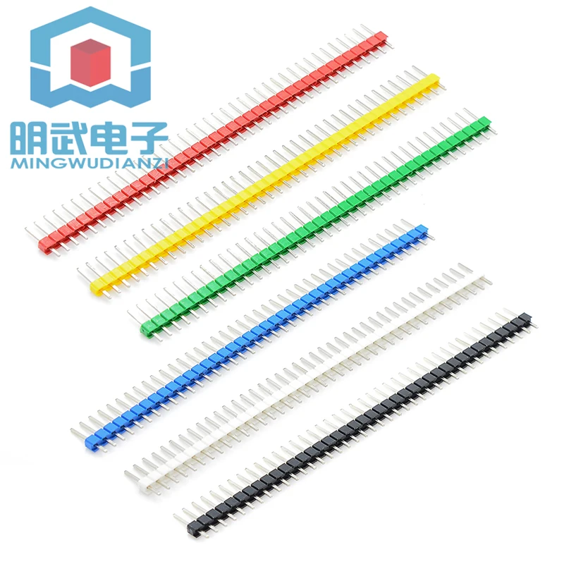 Color Pin Header 2.54 Pitch 1*40P Single Row Pin Single Row Straight Pin green/white/red/blue/yellow/black