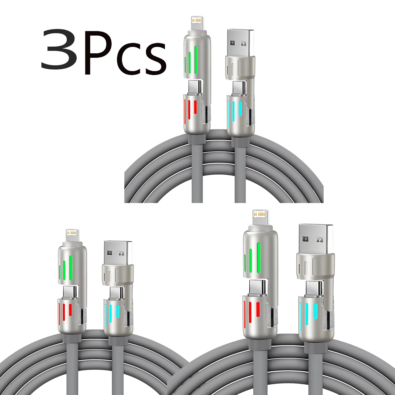 1/2/3Pcs 4-IN-1 240W USB Type C To USB C Cable PD Fast Charger Wire For iPhone 16 Pro Max 15  Xiaomi Samsung Tablet 1M Data Cord