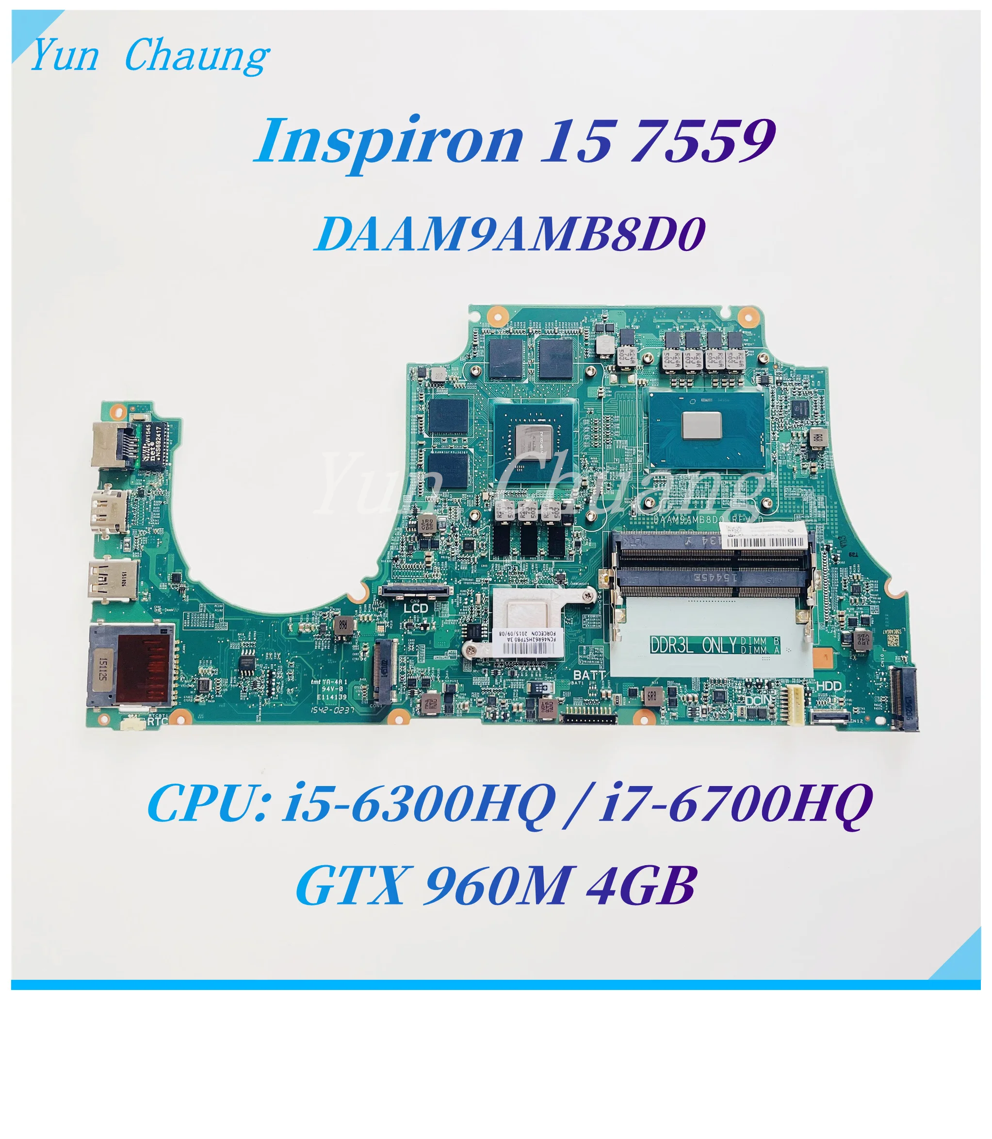 

Материнская плата для ноутбука dell Inspiron 15 7559, Женская материнская плата для ноутбука диагональю дюйма, материнская плата с фотоэлементами/i7-6700HQ, ЦП GTX960M, 4 Гб