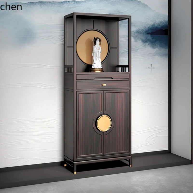 solid wood shrine stand cabinet, black sandalwood cabinet, God of Wealth offering platform shrine cabinet