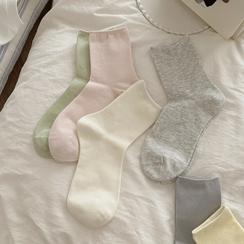 بلون النساء الجوارب الربيع الصيف القطن رقيقة تنفس أسود أبيض رمادي منخفضة جوارب أنبوبية ملابس الشارع الشهير القطن الكاحل جورب #3