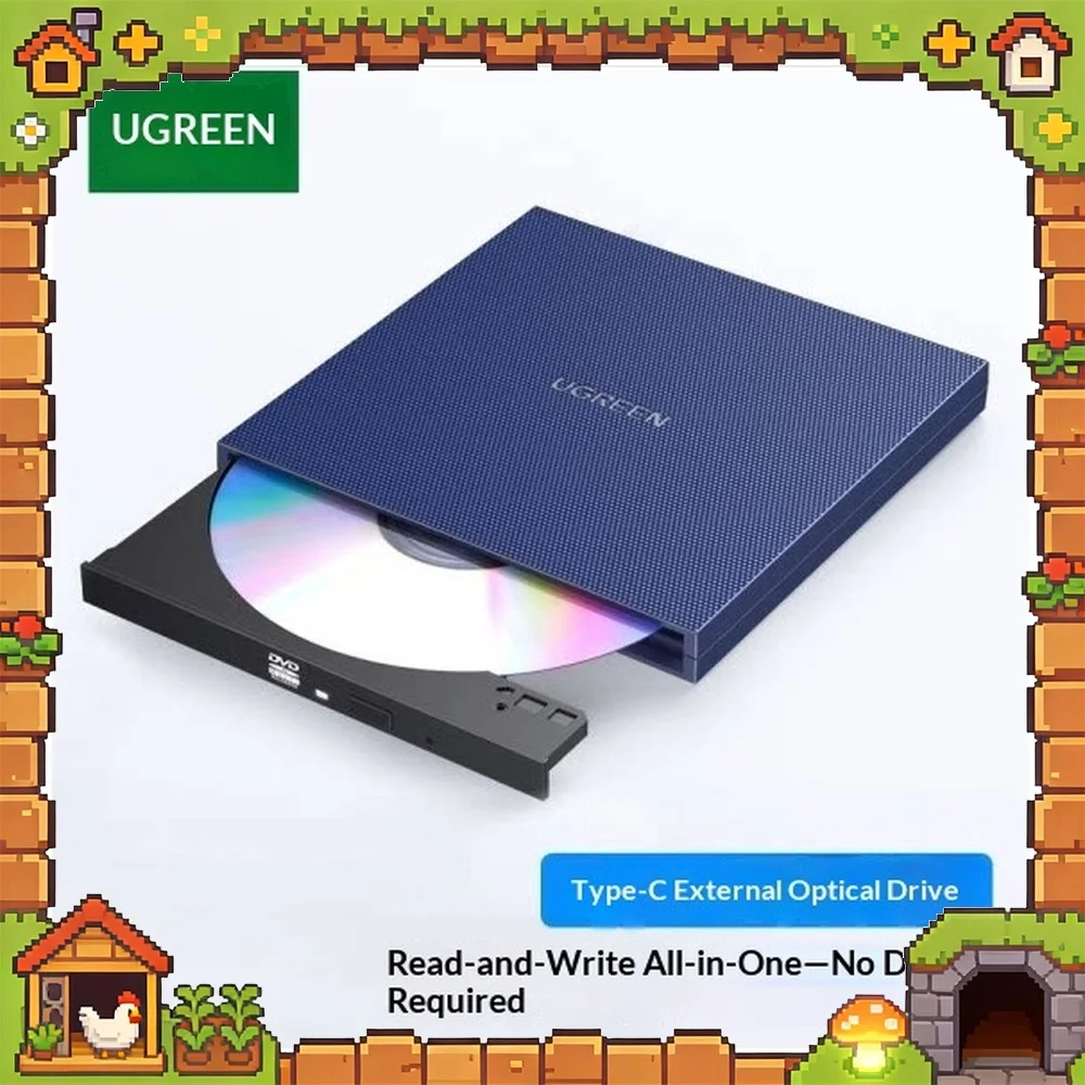 UGREEN CM138-60811 External DVD CD ROM Burner USB Type C Portable Optical Drive for Laptop PC