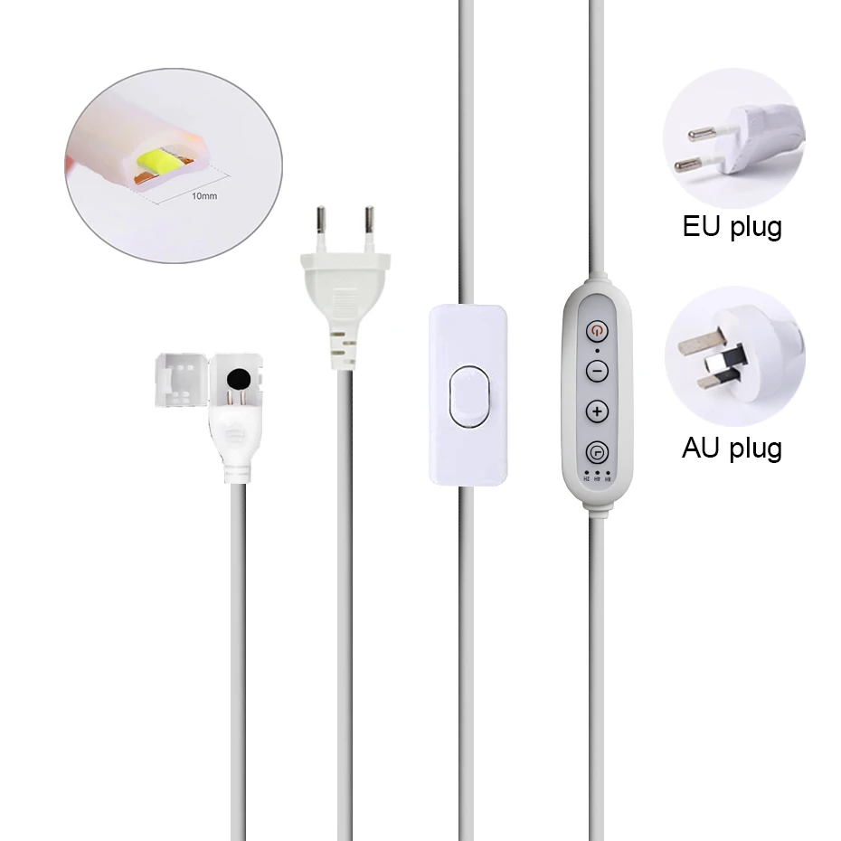 EU AU plug 220V COB LED Strip Light Power Supply Transformer Only Plug, with ON OFF Switch, Dimmer Timer Switch Accessories