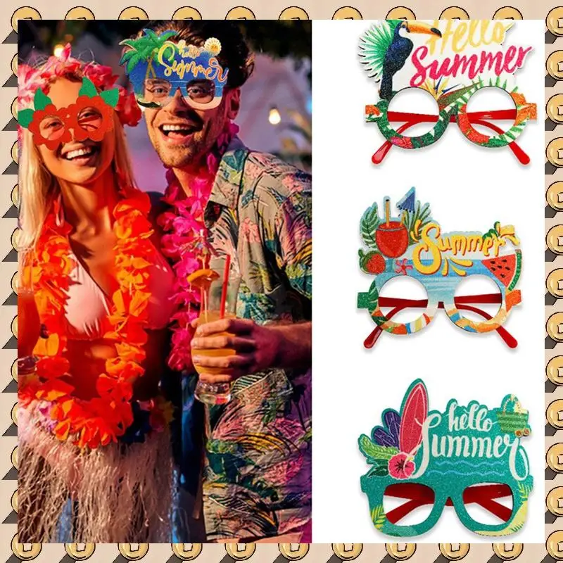 1 個の夏のハワイアンメガネトロピカルテーマパーティーデコレーション、ココナッツツリーフォトメガネフレーム、C