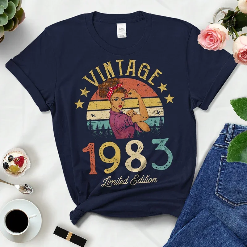 

Vintage Retro 1983 Limited Edition Summer Fashion Outfits Women T Shirts 41st 41 Years Old Birthday Party Ladies Clothes Tshirt