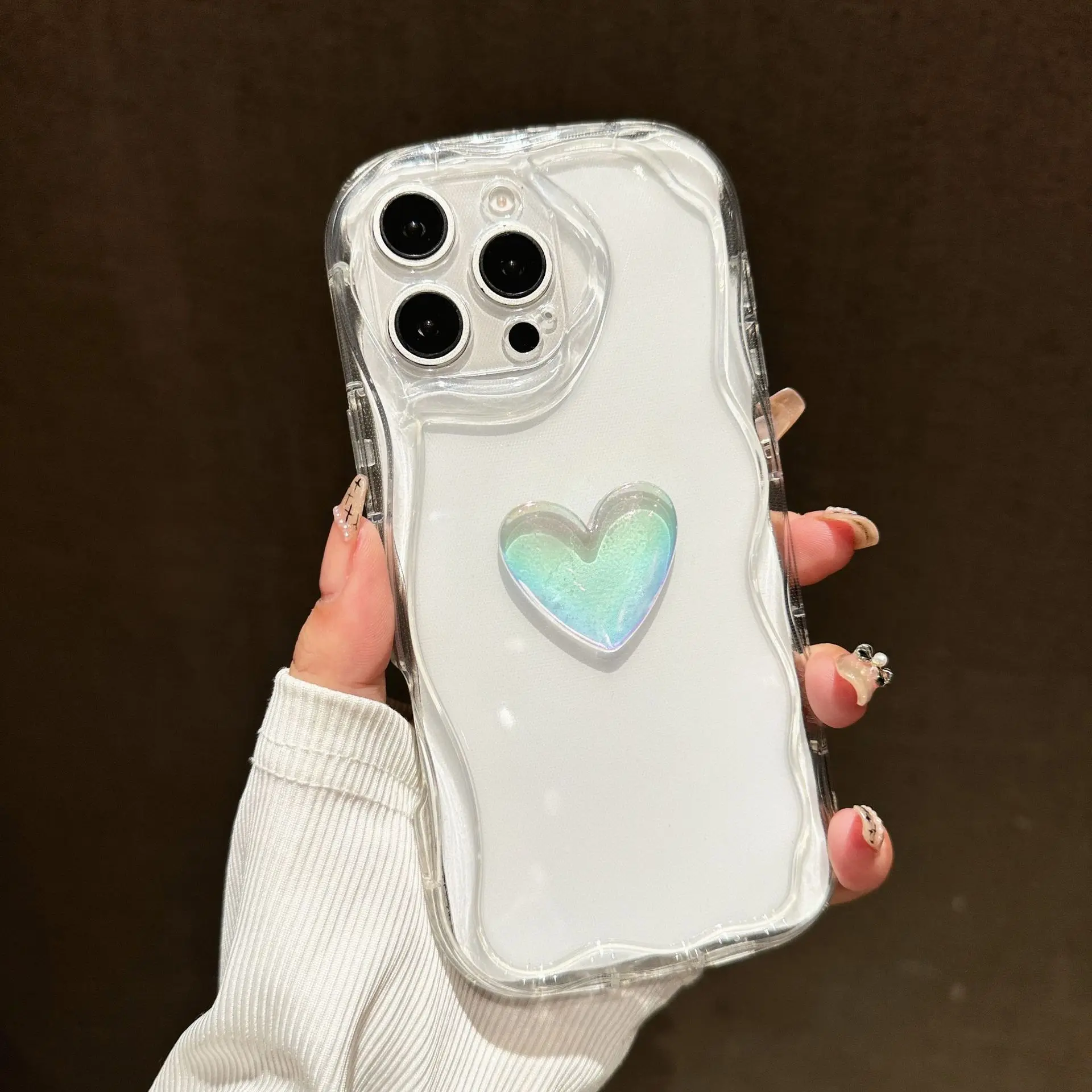 ثلاثية الأبعاد موجة لطيف الحب القلب للصدمات قضية الهاتف لسامسونج غالاكسي A16 A26 A36 A56 A55 A54 A52 A53 A24 S25 S24 S23 الترا S22 زائد