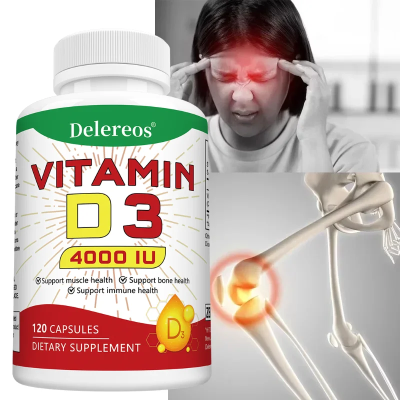High Potency Vitamin D3 Capsules, 4000IU Sunshine Vitamin, Support Immune Balance, Bone Teeth & Muscle Wellness, Vegetarian
