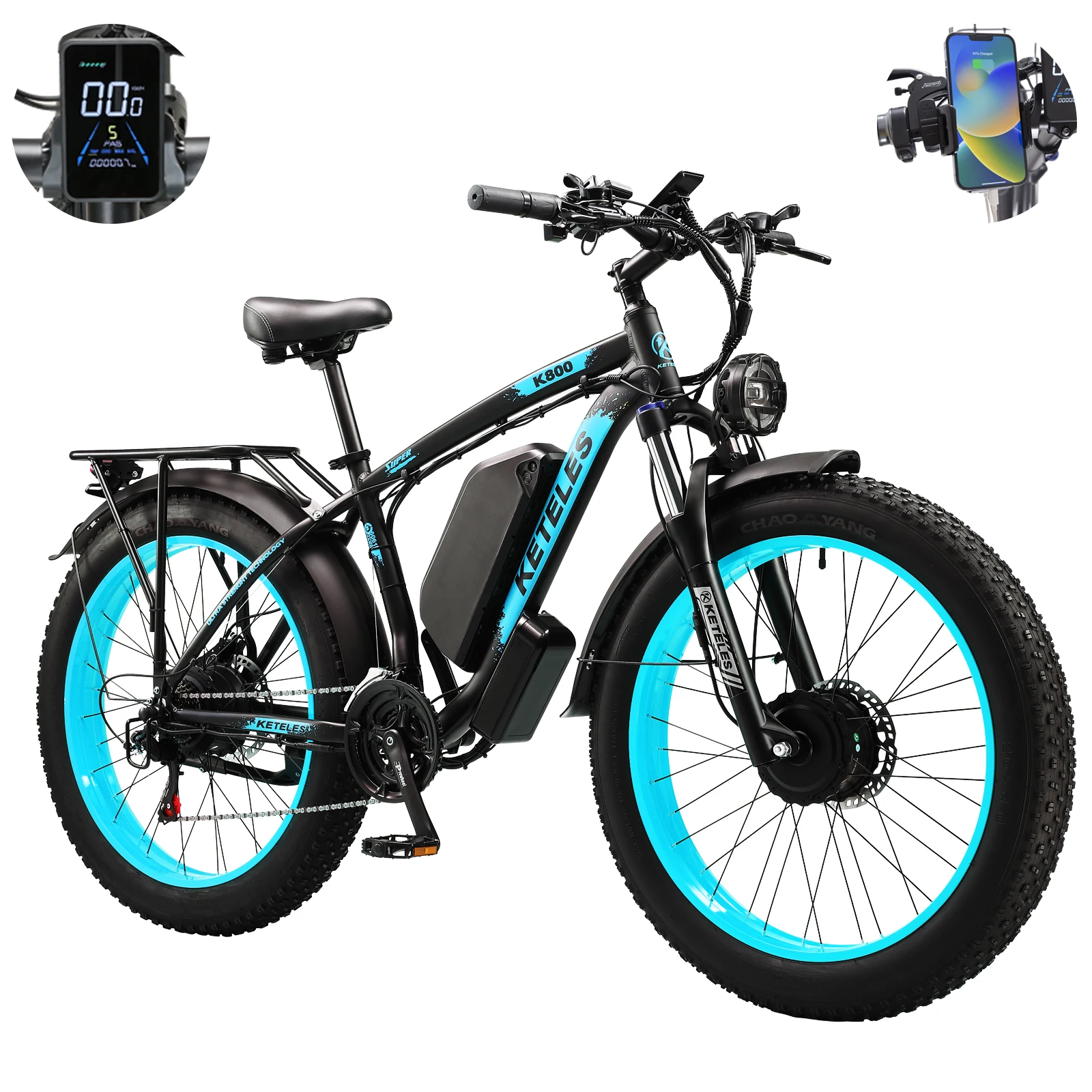Drop Shipping K800 Fat Tire Ebike for 48V 23AH Integrated Battery 21 Speeds All-Terrain 26