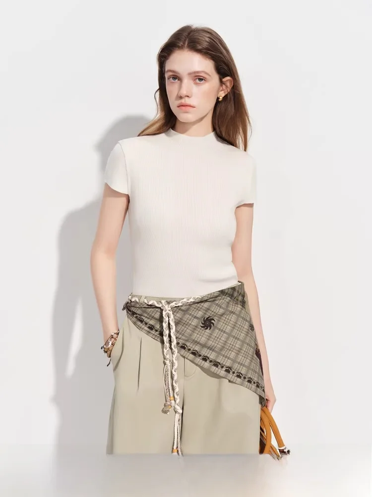 

hlan Pure Color f High Collar Slim Fit ort Sve Wool Knitted Sweater Spring New Sle Simple Top Soft Comfortable