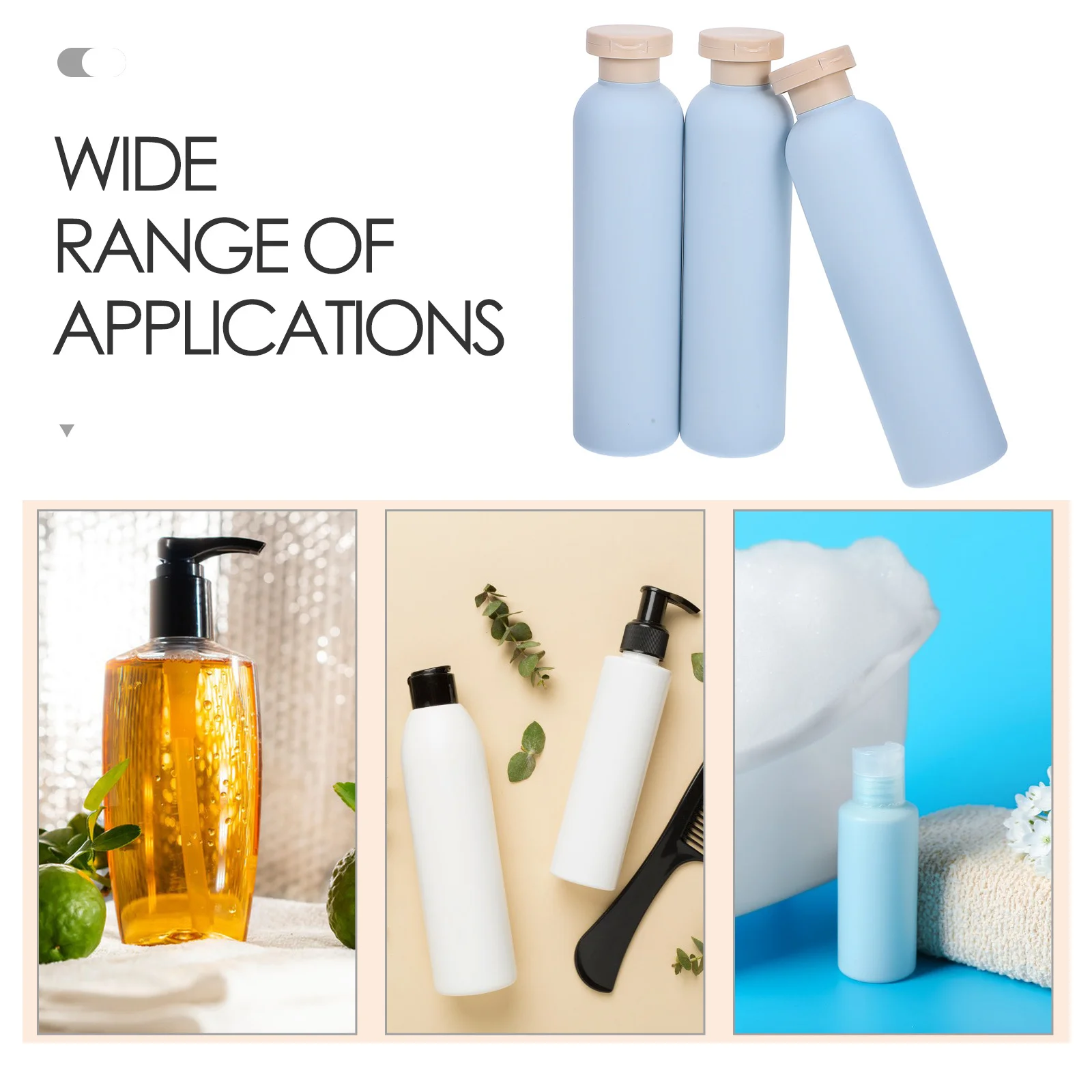 ขวดโลชั่นแบบเติมได้ 3 ชิ้น ขนาด 260 มล. สำหรับเดินทาง ใช้ใส่แชมพู ครีมนวดผม ป้องกันการรั่วซึม ขวดบีบ