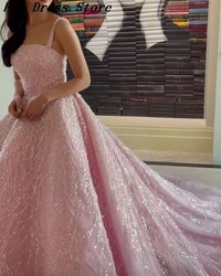 2024 New Pink Long Prom Dresses Strapless Beaded Sequined Floor Length Formal Occasion Dress Evening Dress Party Dress