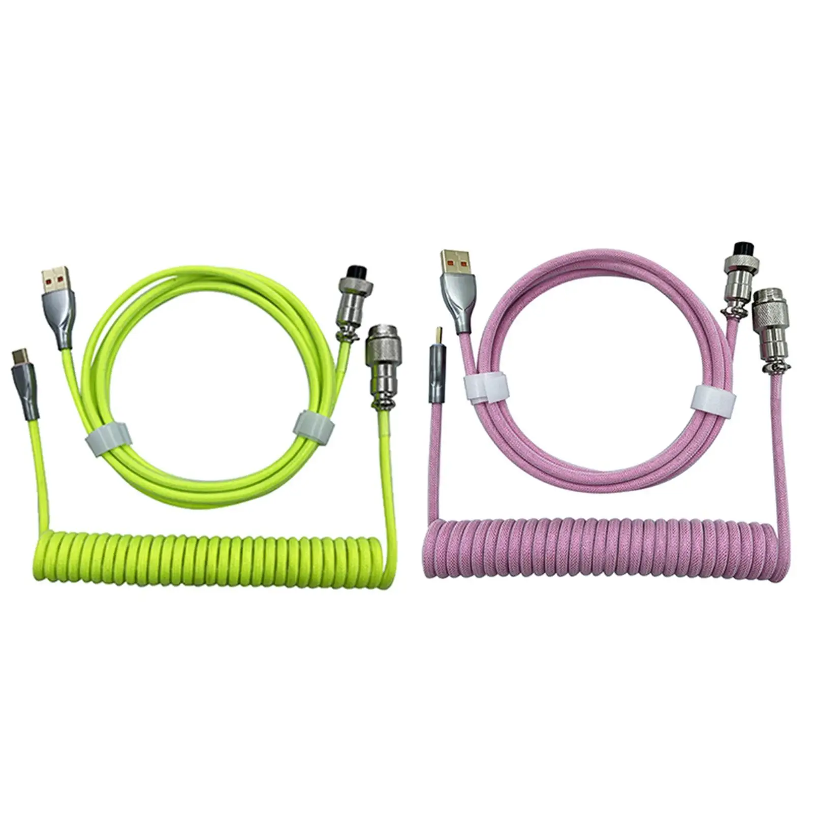 1.8m USB Coil Cable Double Sleeve Extendable Mechanical Keyboard Keyboard Cable