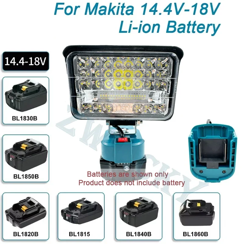 Portable Work Light For Makita 18V Li-ion Battery 5 inch 48LED Flashlight Emergency Lamp Camping Jobsite Architectural Lights