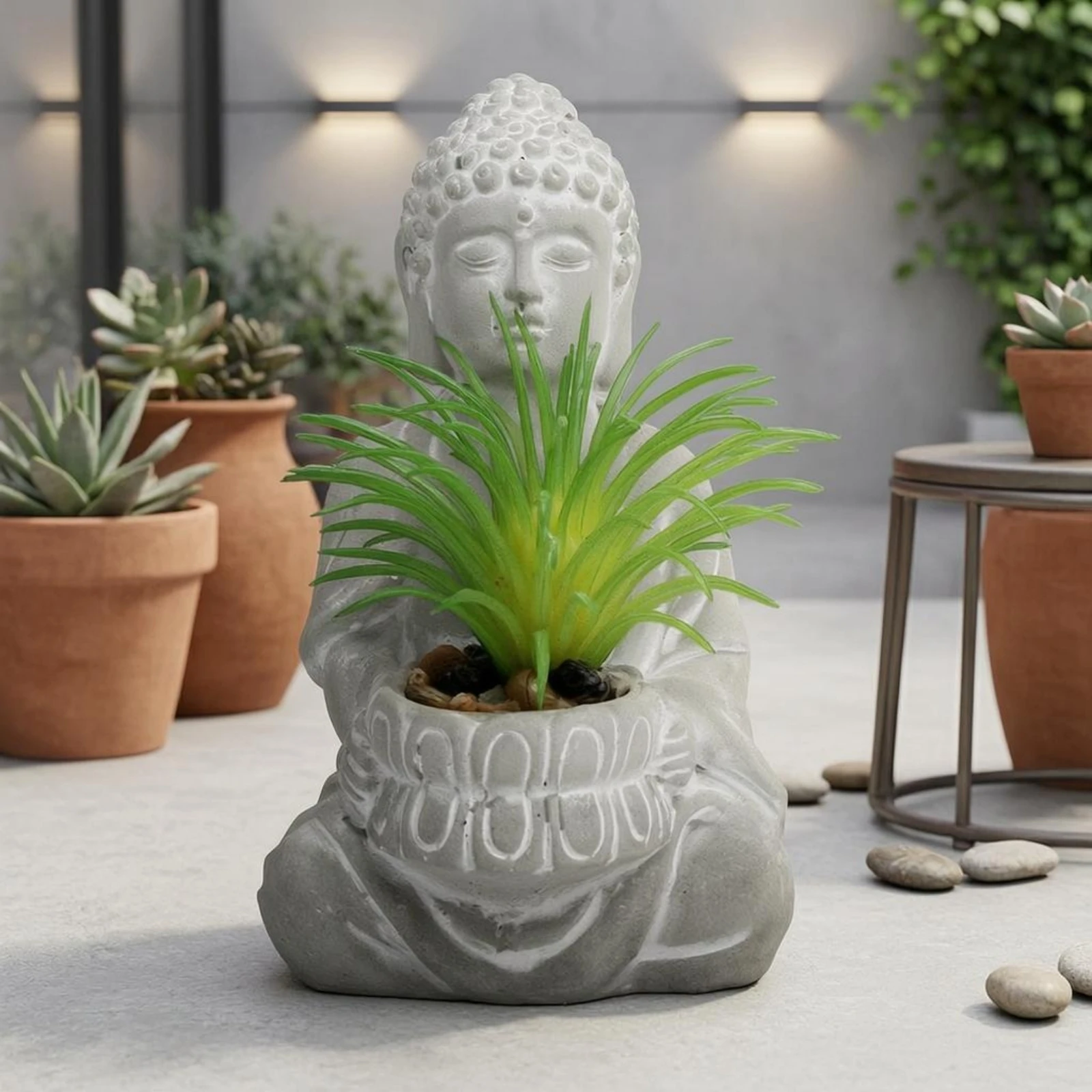 

Seated Buddha Planter Tabletop Buddha Planter Figurine Table Decoration Compact Hollow Cup