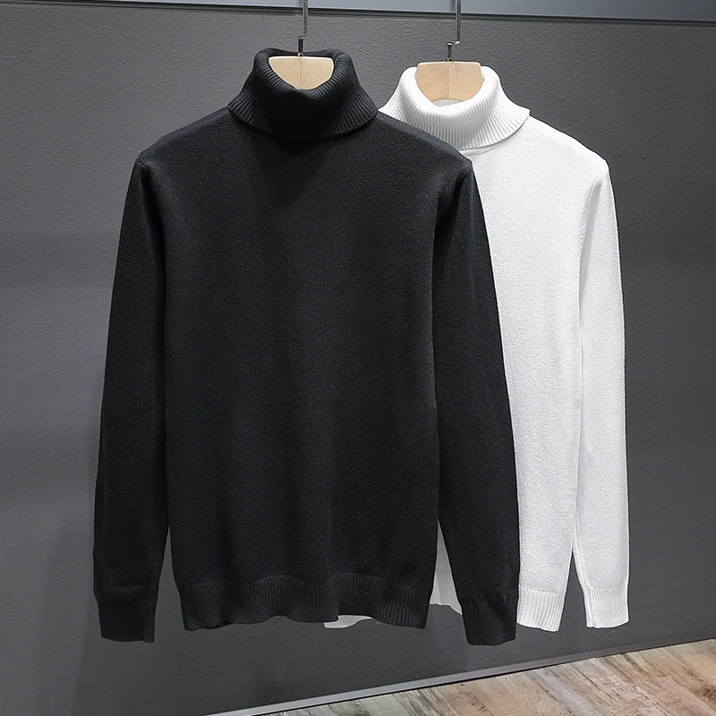 

High-End Knitted Sweater Men's Autumn Winter New High Collar Base irt Men's Trendy Korean Version Pure Color Knitwear