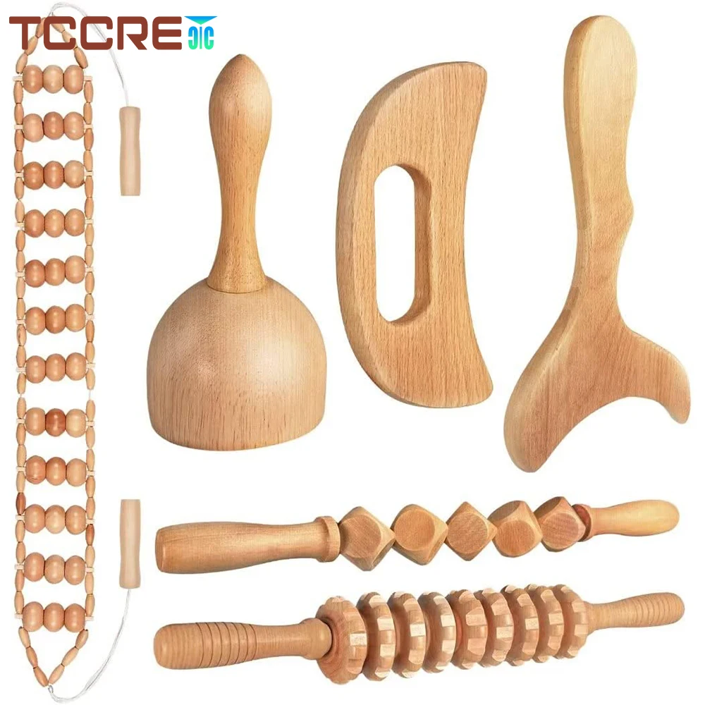 

Natural Wood Therapy Massage Tools Wooden Massager Body Shaping Tool Maderoterapia Set for Relieving Muscle Pain,Body Contouring